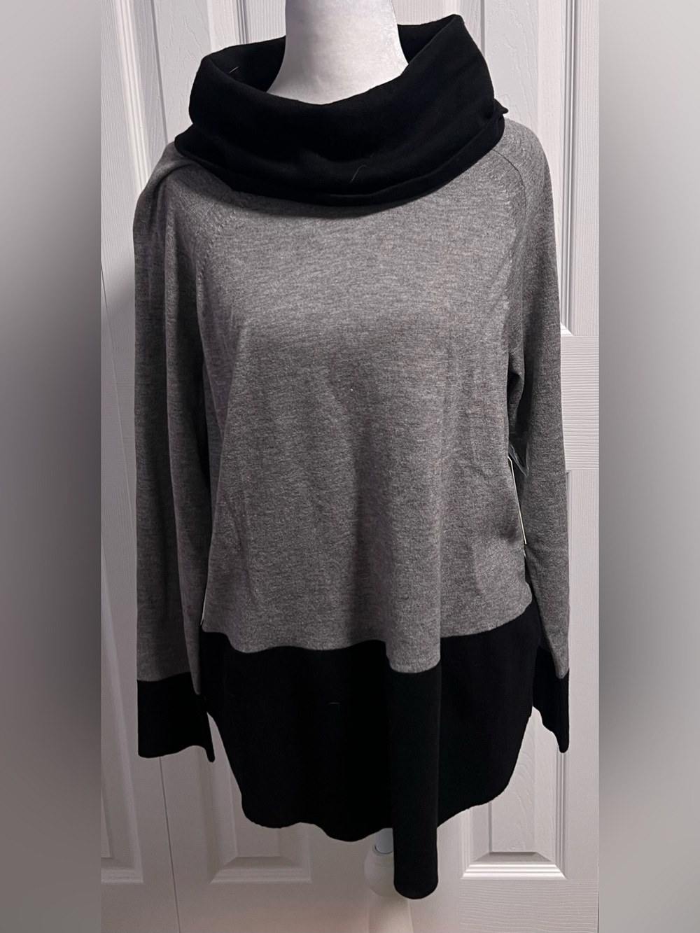 Raya Gray and Black Cozy Cowl Neck Women's Sweater